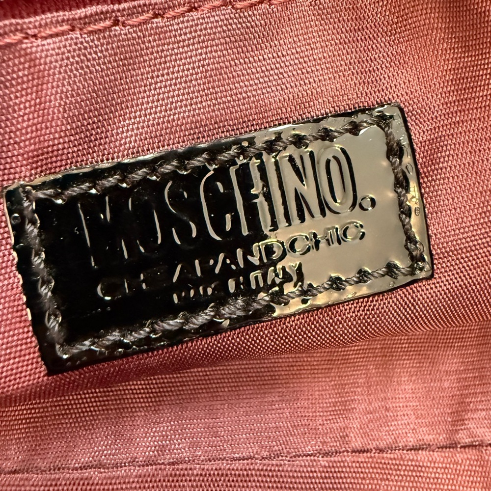 Moschino Black Velvet Embossed Apples With Patent Leather Straps Bag - Picture 15 of 15